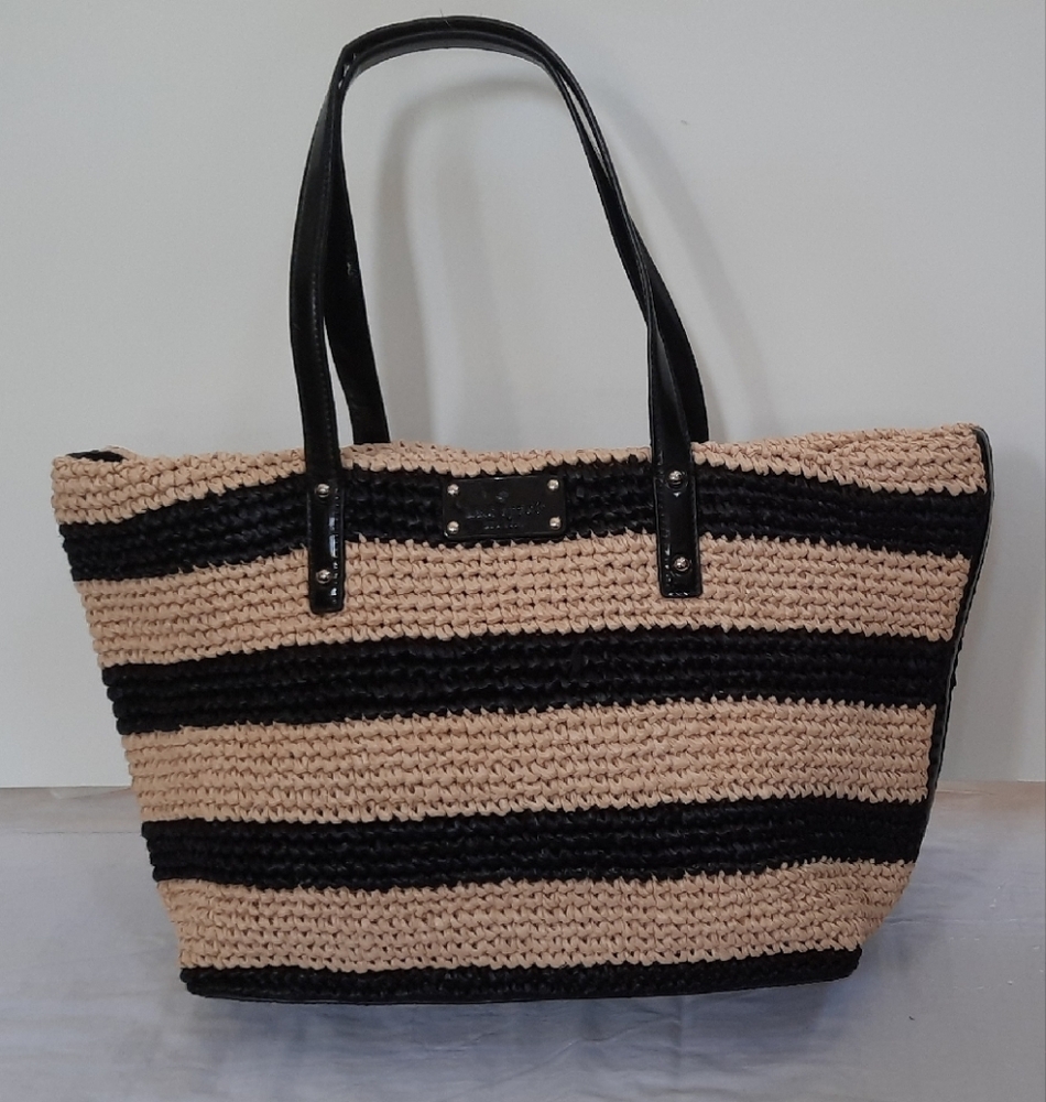 Kate Spade Black and Tan Striped Tote